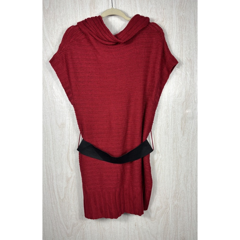 Torrid‎ Sweater Tunic 1X Red Cowl Neck Belted Cozy Plus Size Boho Lagenlook NWT - Picture 4 of 7